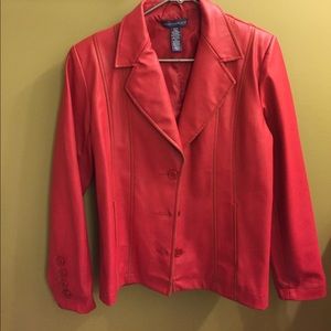 Red faux leather jacket, good clean condition.