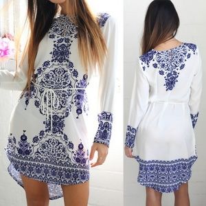 White and blue spring dress