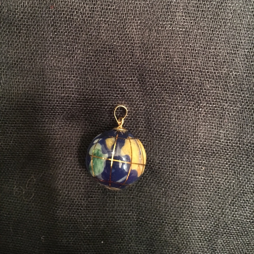 Lapis and gemstone globe pendant