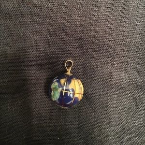 Lapis and gemstone globe pendant
