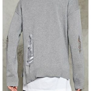 21men Sweaters - New Heather Grey Distressed Ripped Sweater S Gray 21men Sweaters - New Heather Grey Distressed Ripped Sweater S Gray