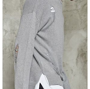 21men Sweaters - New Heather Grey Distressed Ripped Sweater S Gray 21men Sweaters - New Heather Grey Distressed Ripped Sweater S Gray