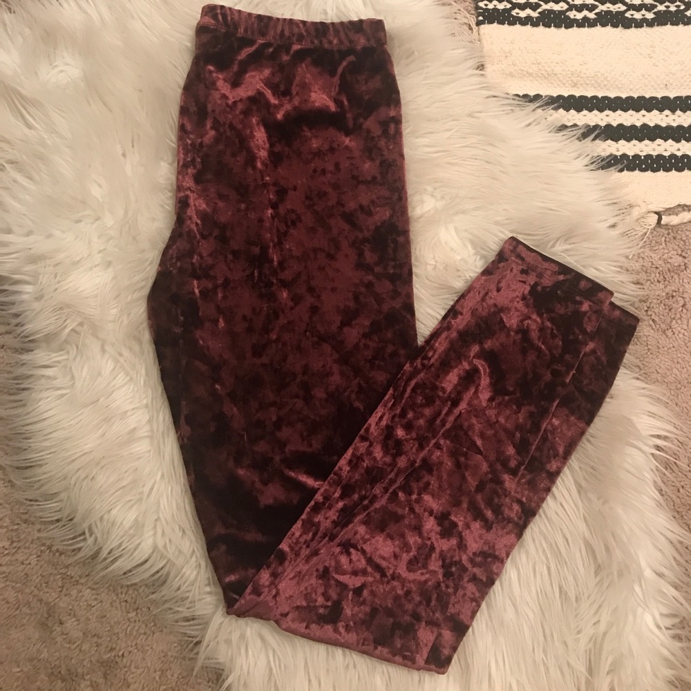 Dark Red Velvet Leggings