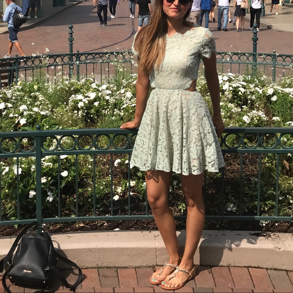 Beautiful Green Foil Lace  Dress.