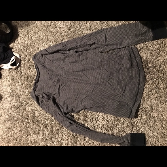 Navy Blue Striped Hollister Henley - Picture 2 of 3