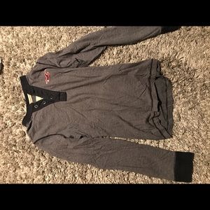 Navy Blue Striped Hollister Henley