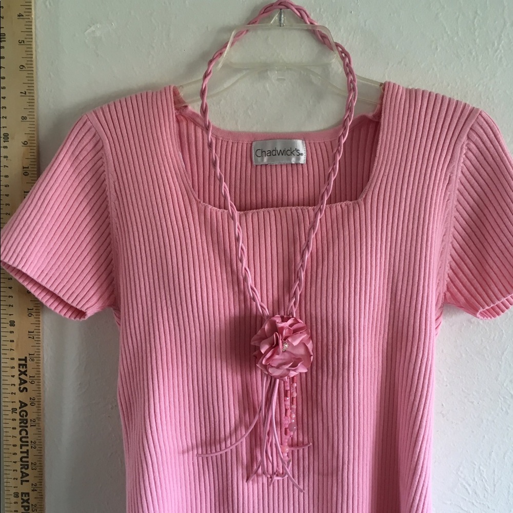 Real leather in pink braided lariat necklace beads