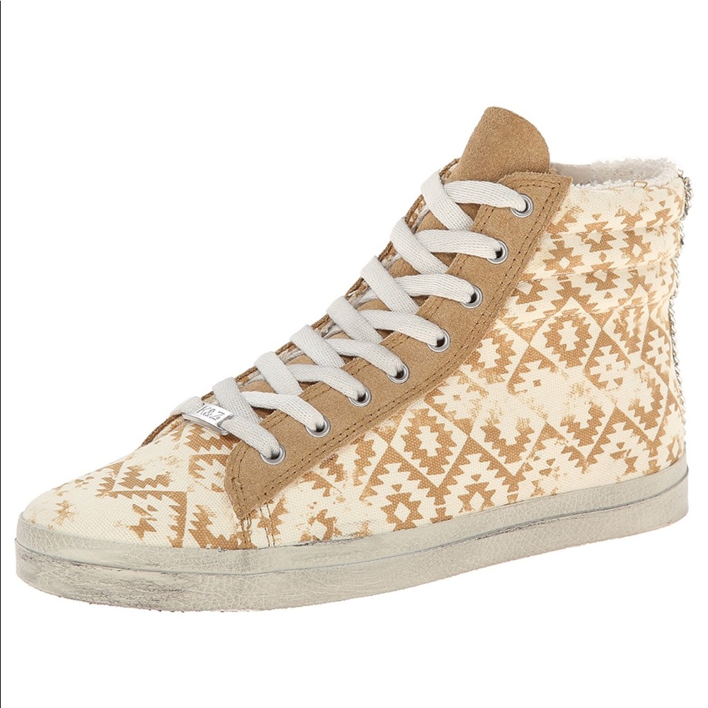 Tan Aztec Hippie Bling High Top Distress Sneakers - Picture 2 of 6