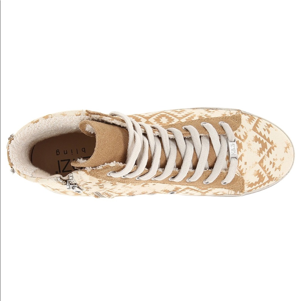 Tan Aztec Hippie Bling High Top Distress Sneakers - Picture 3 of 6