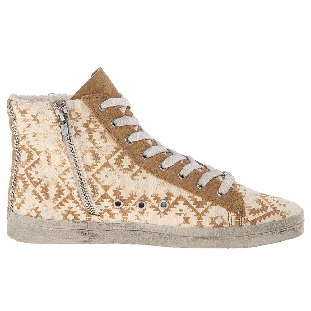 Tan Aztec Hippie Bling High Top Distress Sneakers - Picture 4 of 6