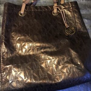 Michael Kors large metallic tote bag