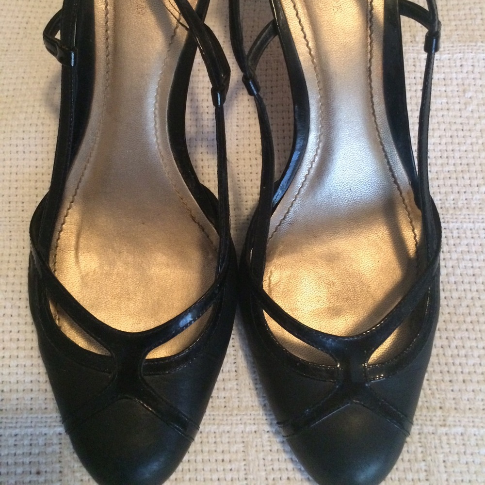 Ann Taylor black sling back high heels size 10M