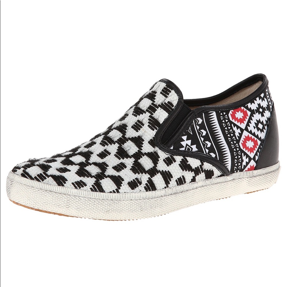 Low Top Distressed Leather Trim Slip On Sneakers - Picture 5 of 6