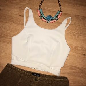 White cutout tank crop top