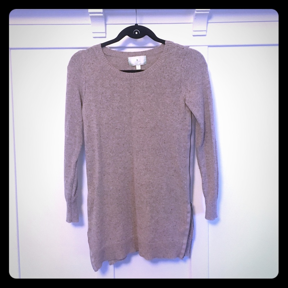 Beige side zip sweater