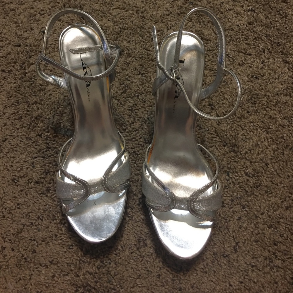 Lava silver prom shoes