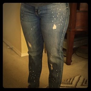 Light Blue Splattered Paint Jeans