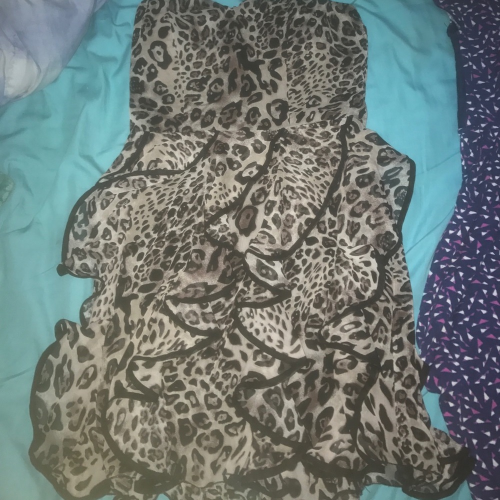 Cheetah print black cocktail dress