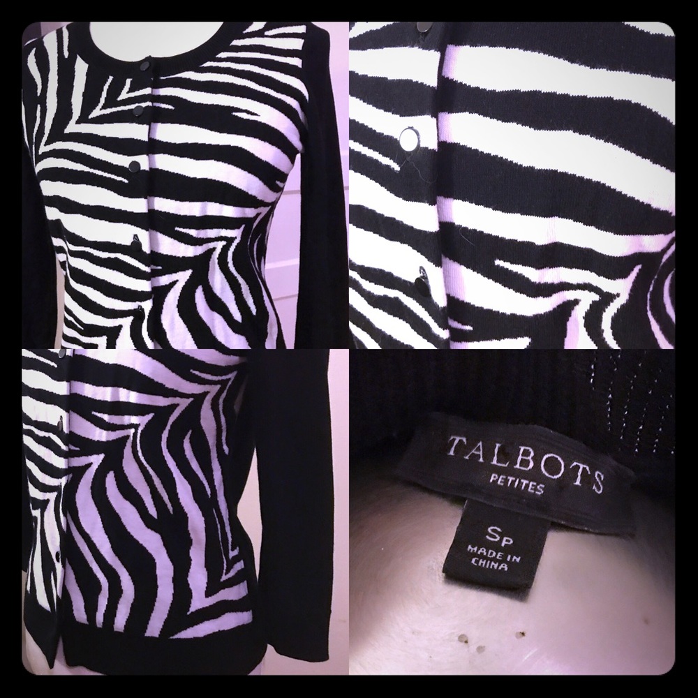 Talbots Zebra Print Cardigan