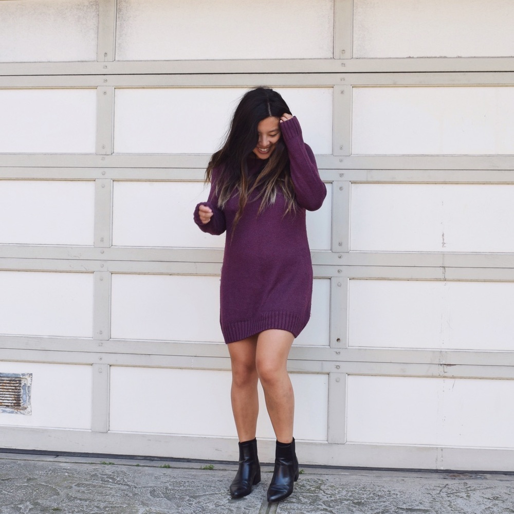 Purple sweater dress