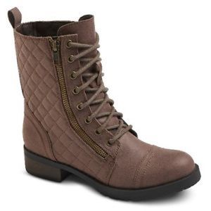 Taupe Quilted Combat Boots