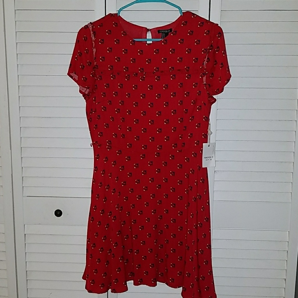 Forever 21 Red Printed Dress NWT