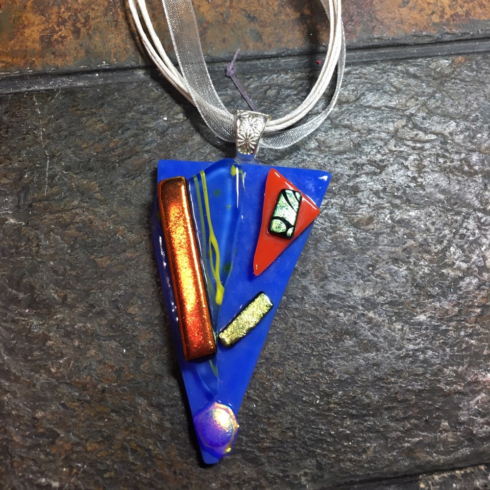 Handmade Dichroic Glass pendant.