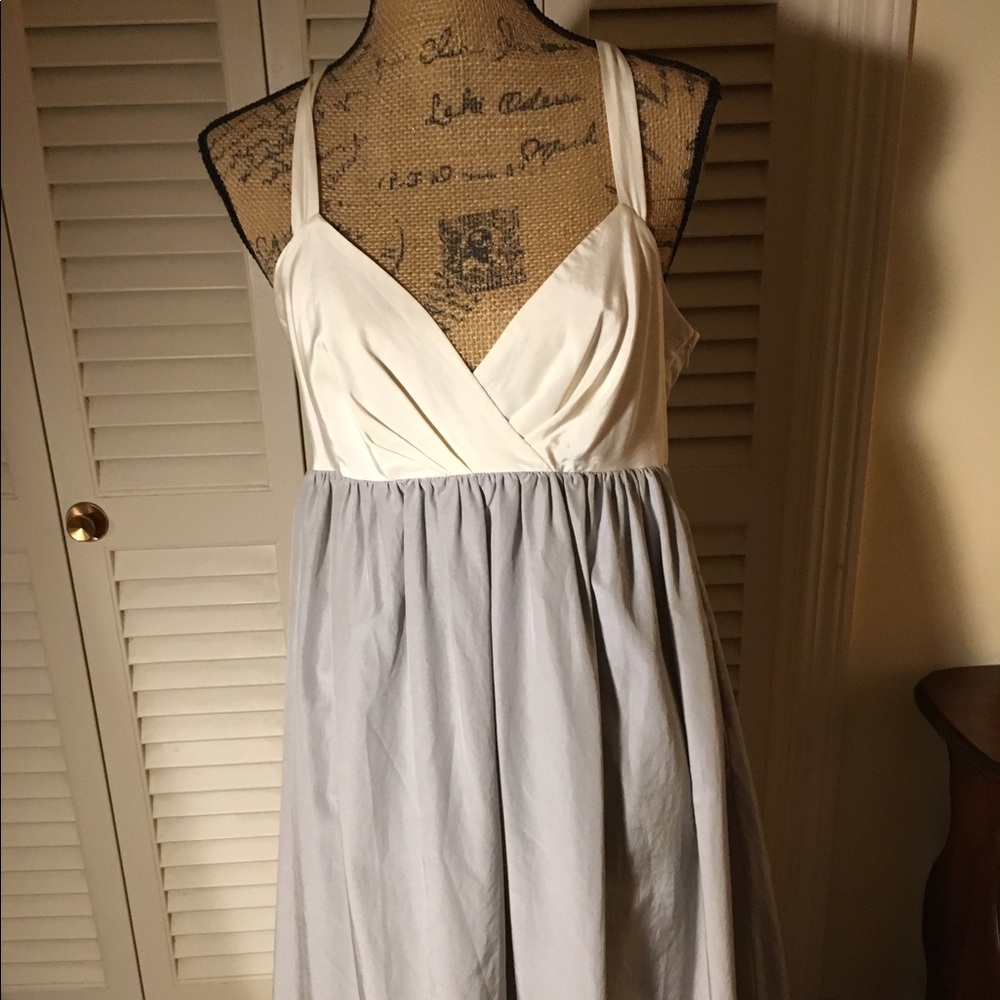 Gap Ivory and Gray Halter Racer Back Dress