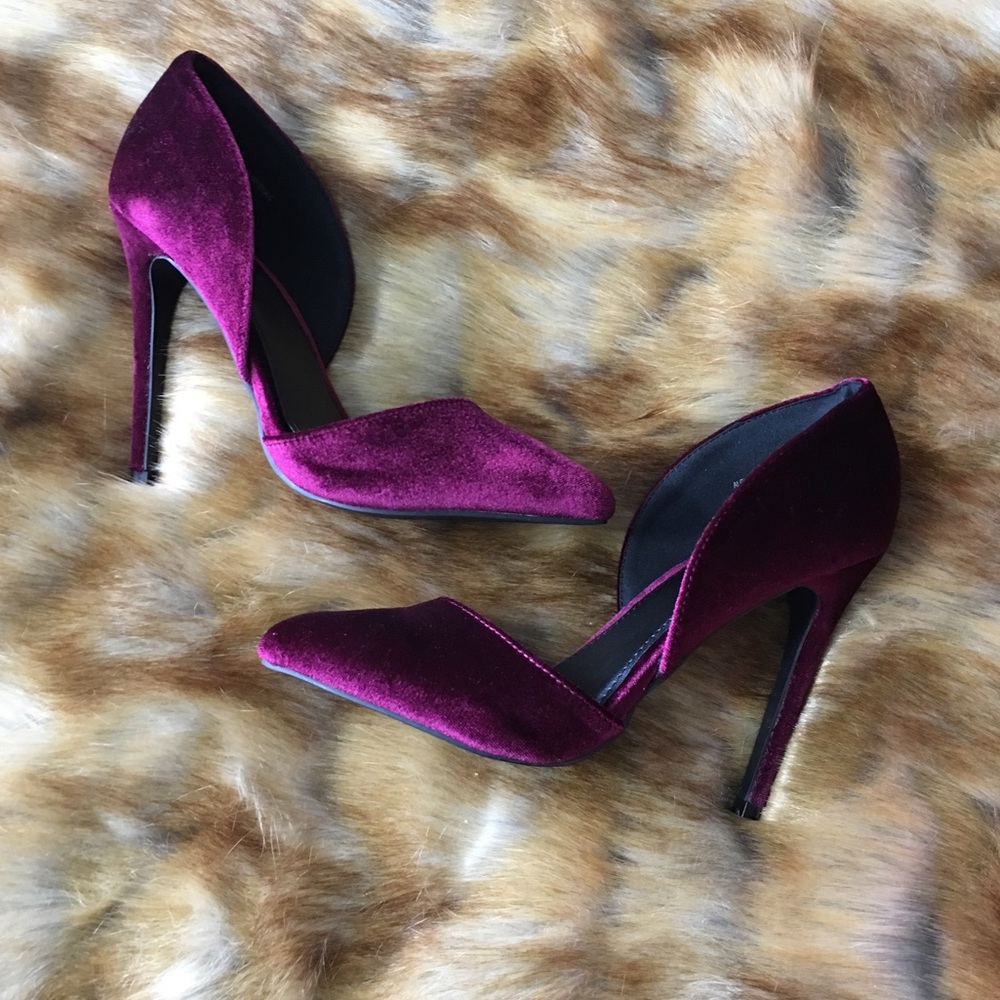 Charlotte Russe - Velvet Burgundy Pointed Toe Pump
