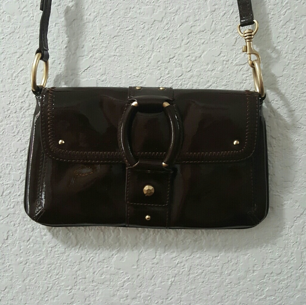 SIGRID OLSEN BROWN PATENT LEATHER PURSE