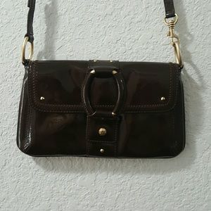 SIGRID OLSEN BROWN PATENT LEATHER PURSE