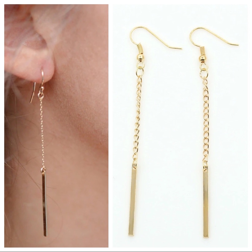 💕3 for $10💕Minimalist Vertical Bar Gold Earrings