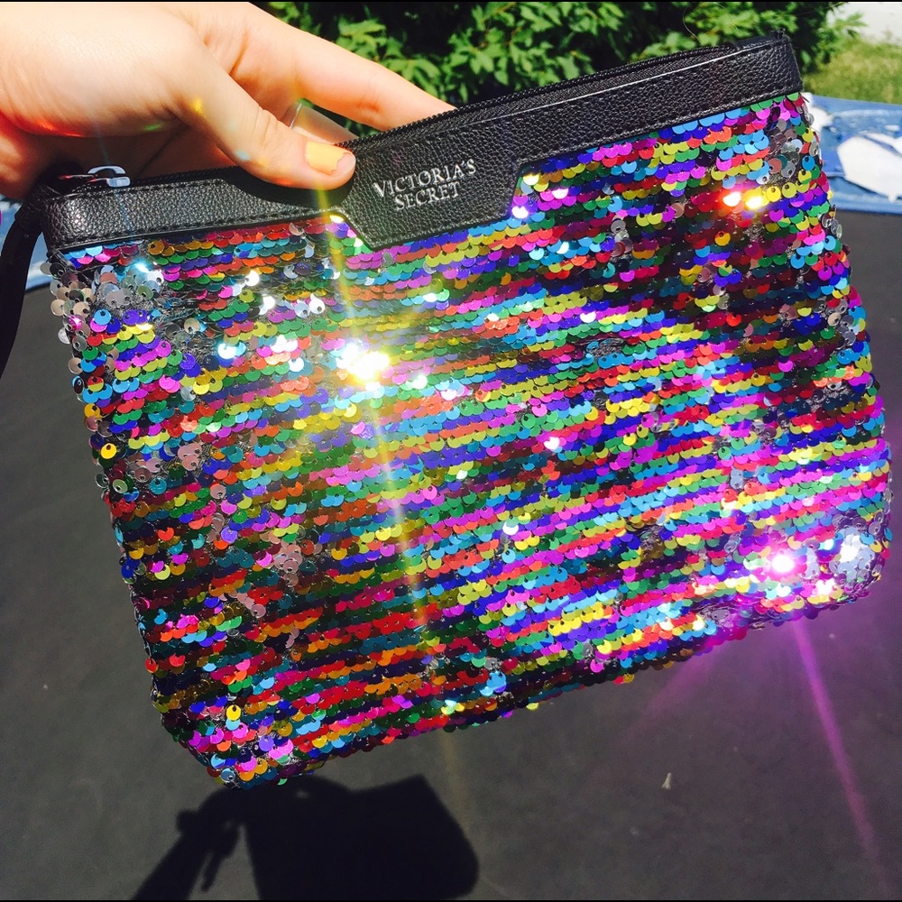 Victoria Secret Rainbow Sparkly Sequence Pouch