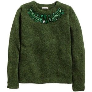 Green beaded H&M sweater