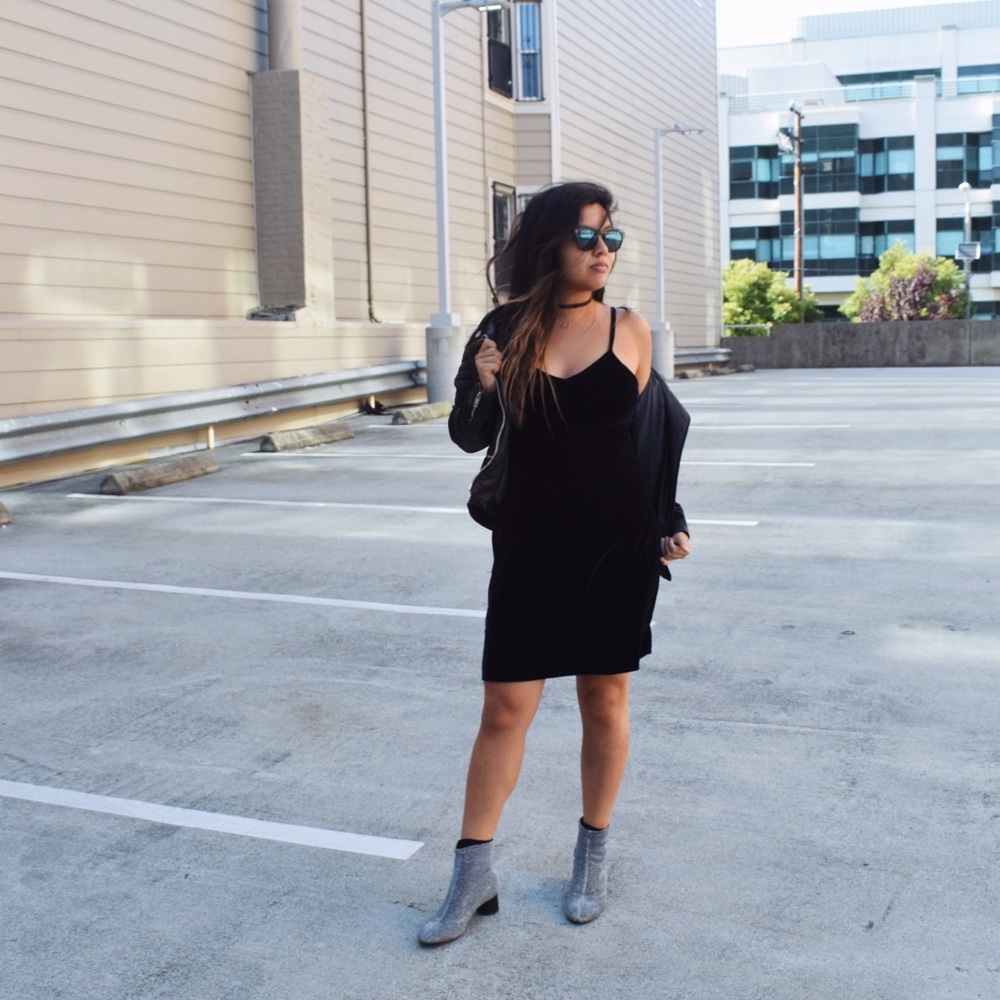Vintage black velvet dress