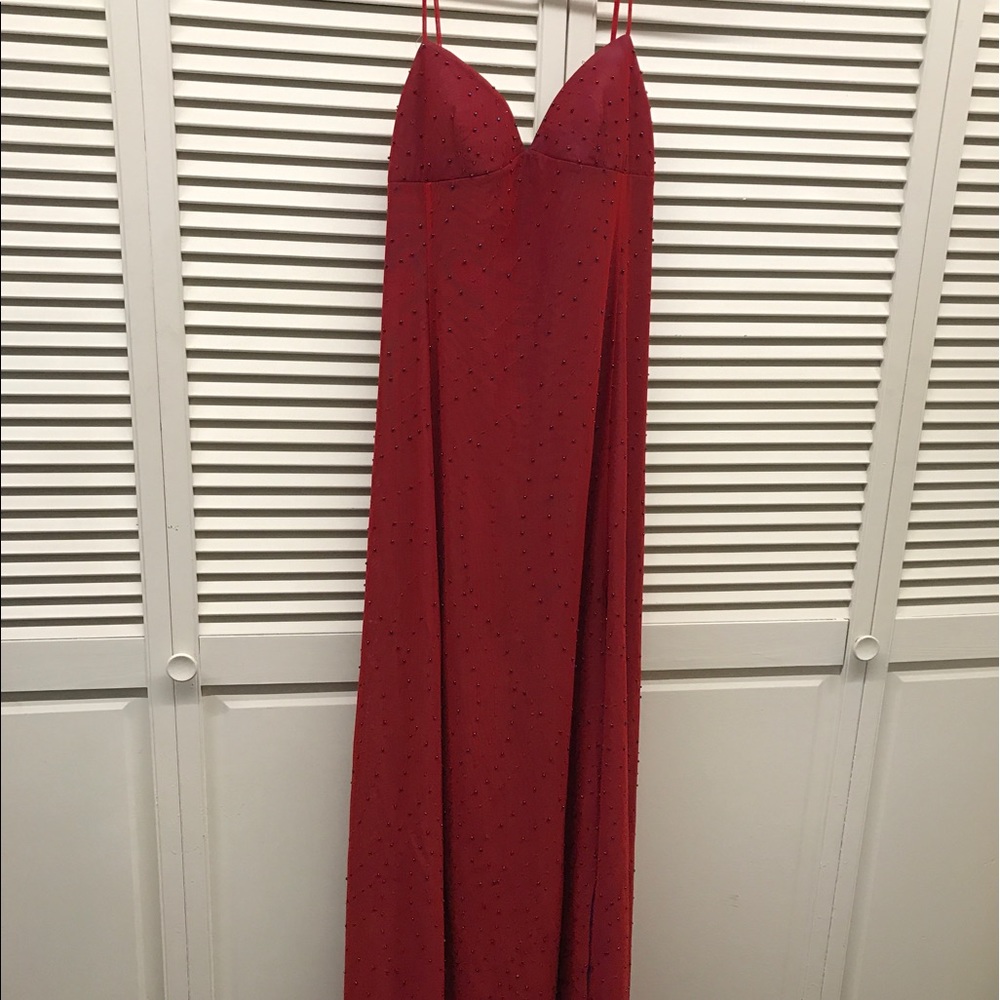 BCBG spaghetti strap beaded gown
