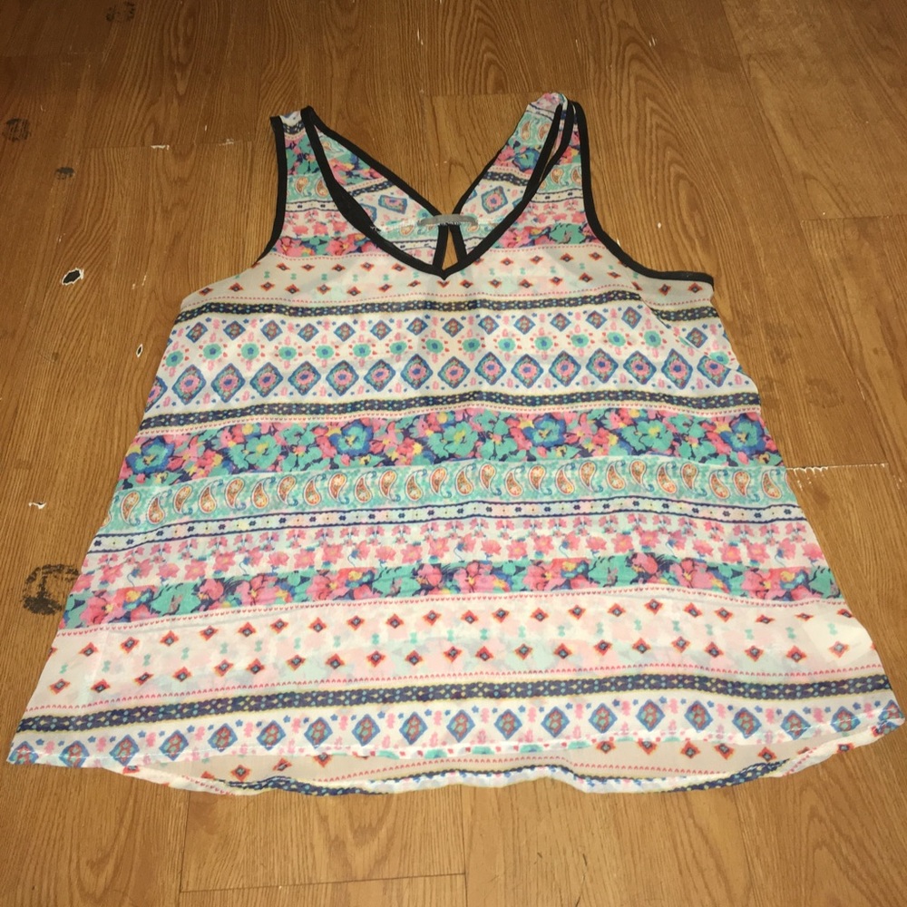 Floral Print Mesh Tank Top