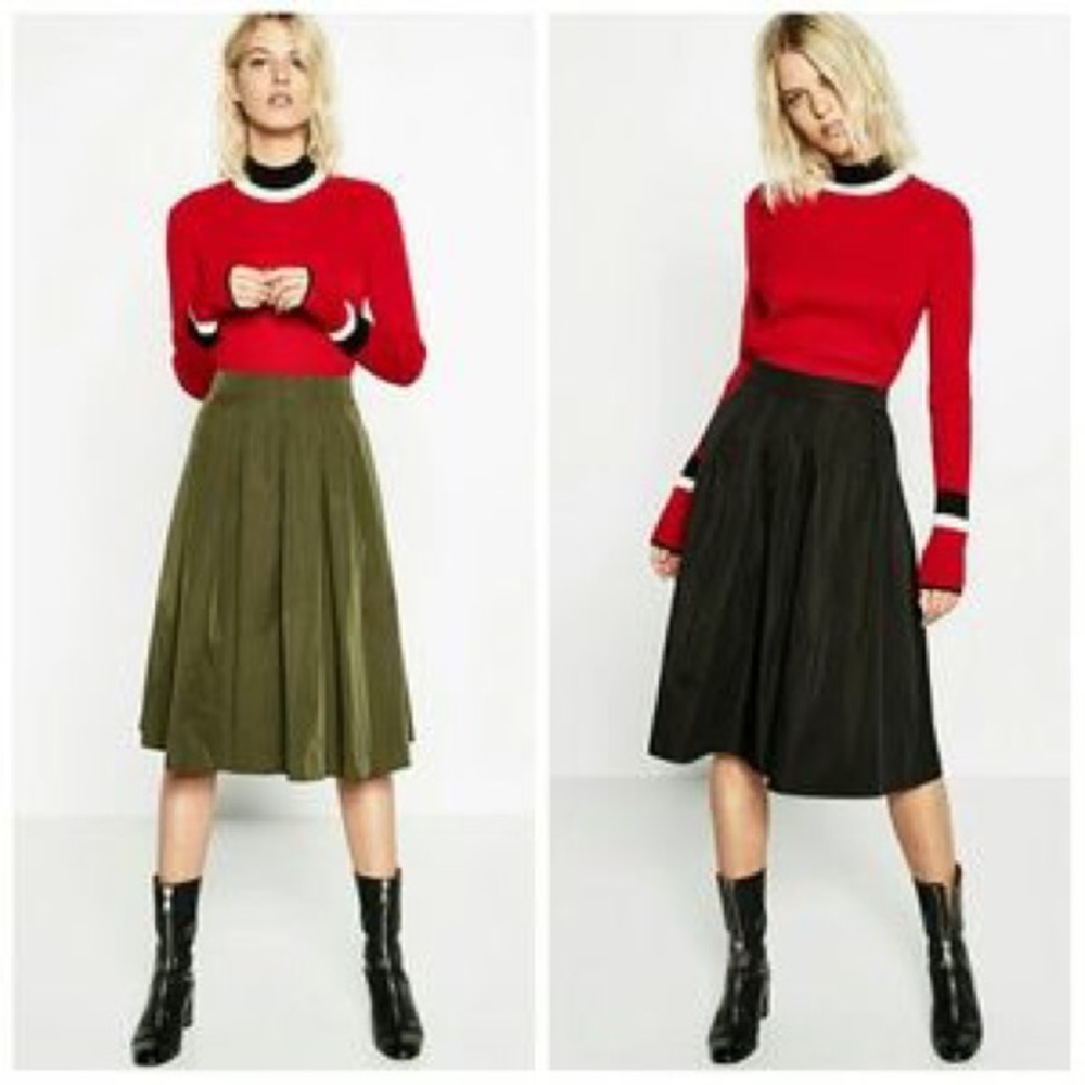 Zara Reversible Midi Flounce Skirt