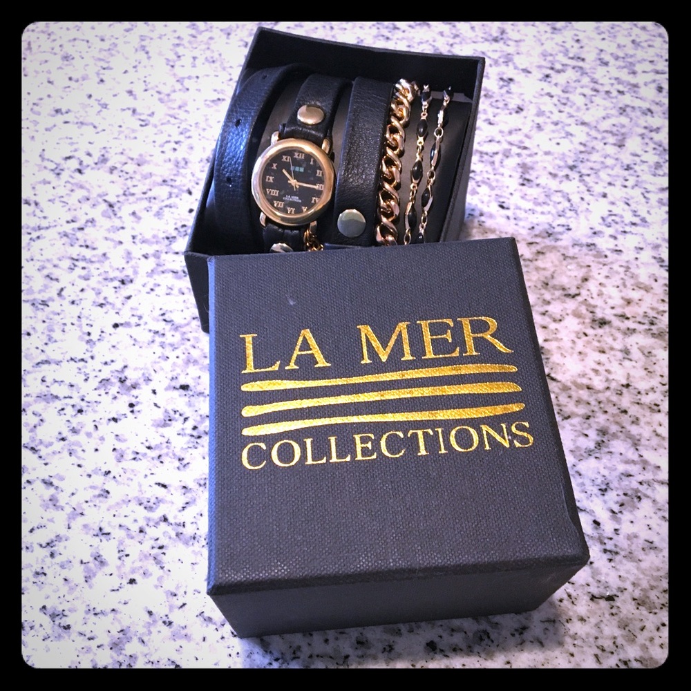 Black & Gold La Mer Wrap Watch