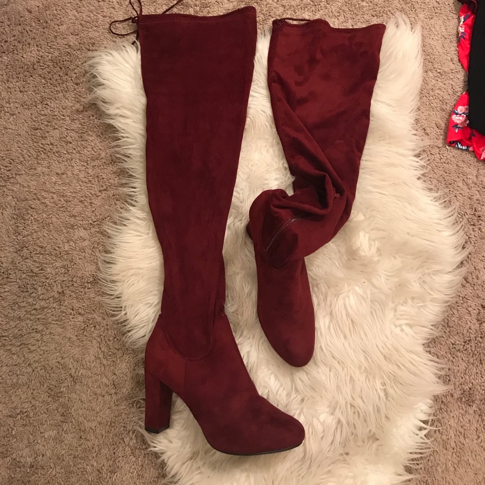 Faux Suede Thigh High Boots