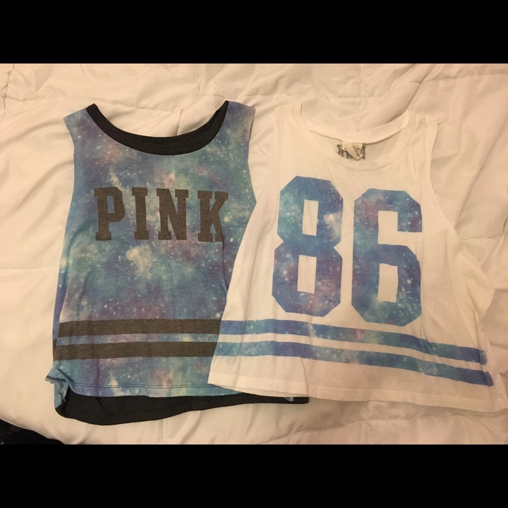 2 PINK galaxy shirts bundle!