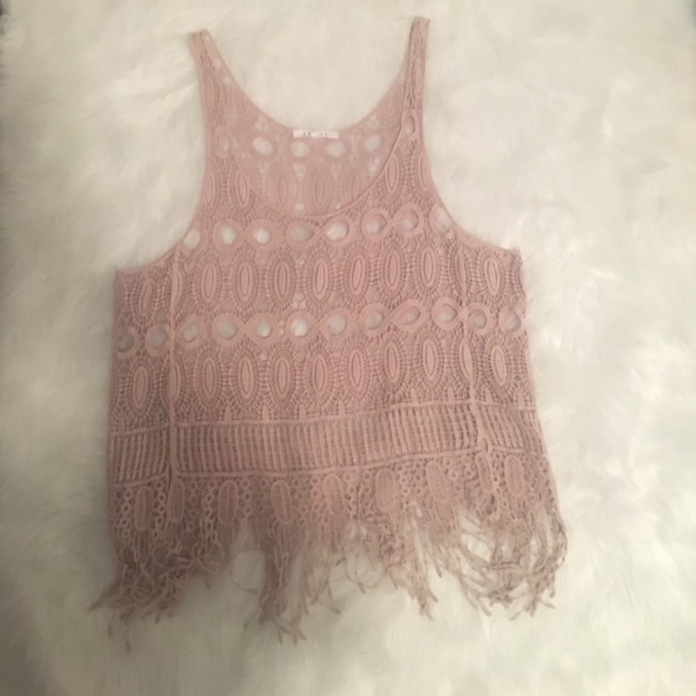 Tan crochet tank top