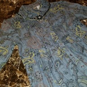 BKE Paisley Fitted Button Down Top