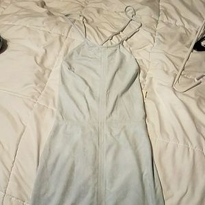 Light blue strappy suede dress
