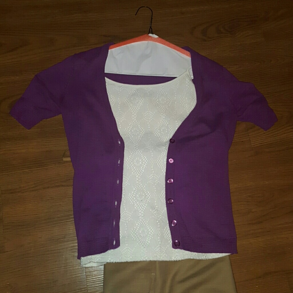 Magenta short sleeve cardigan