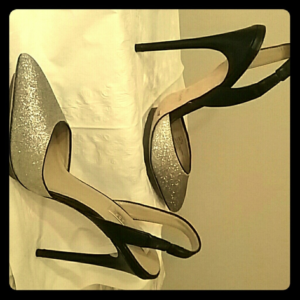 Silver BCBG glitter heels size 6