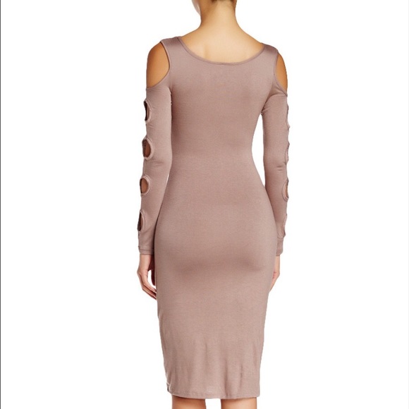 Brown Inner Lined Sleeve Cut Out Dres. - Picture 7 of 7