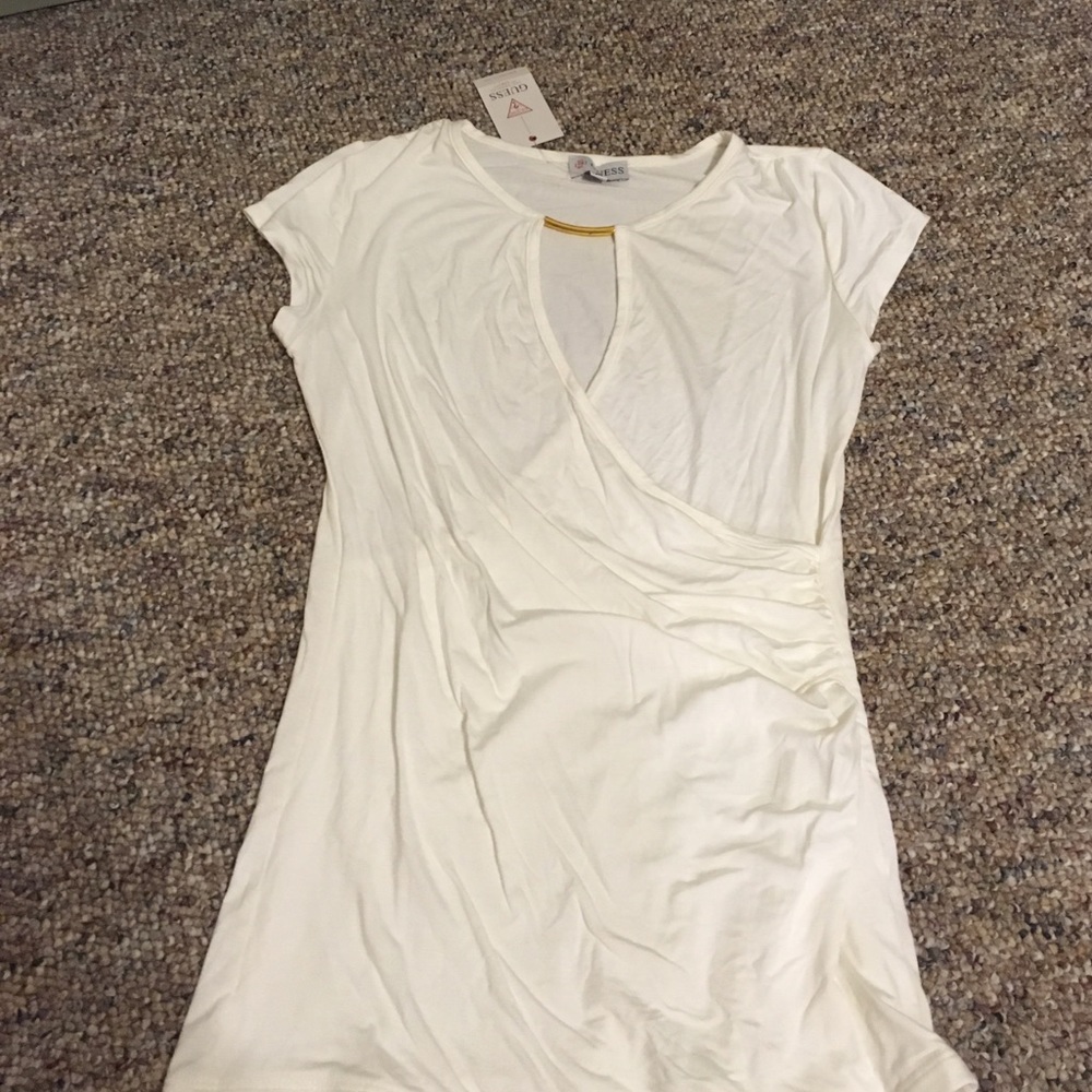 Dress top with rousting at left hip.