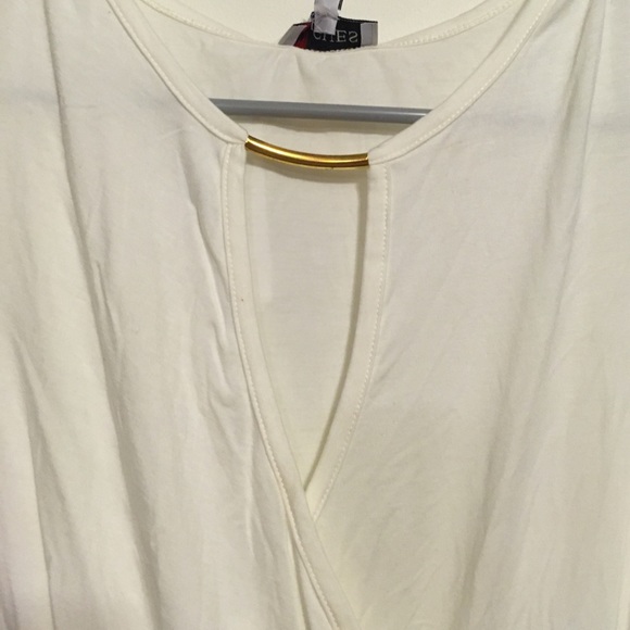 Dress top with rousting at left hip. - Picture 3 of 4