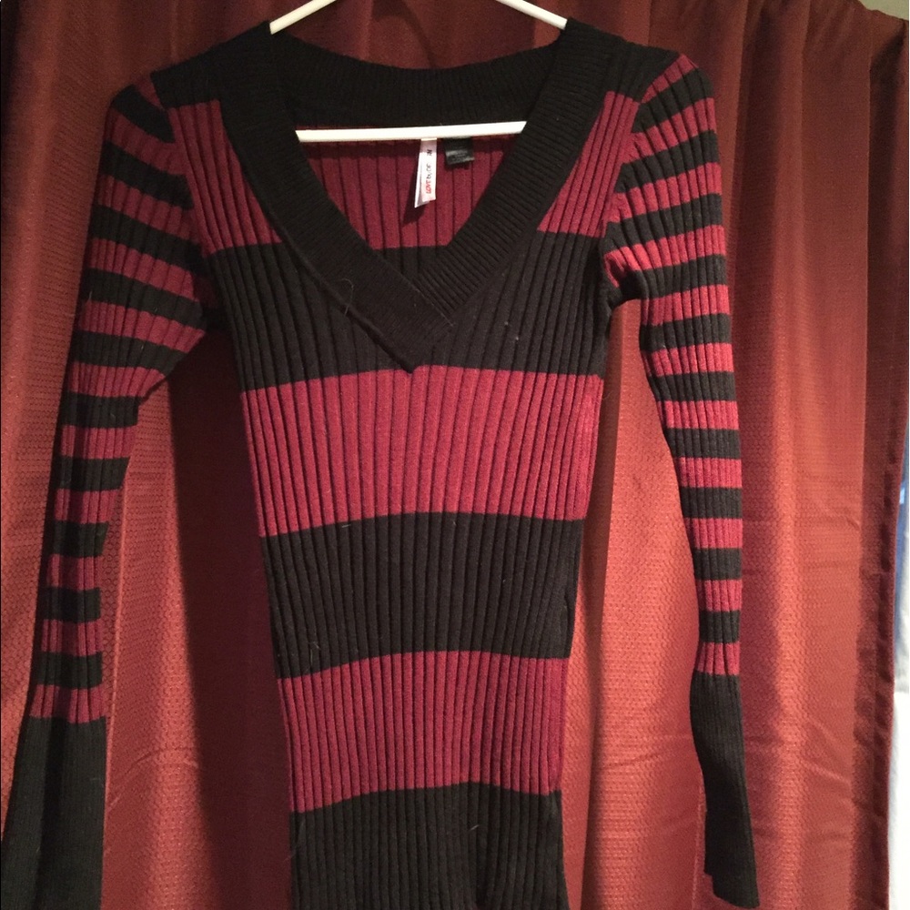 Maroon & black v-neck sweater